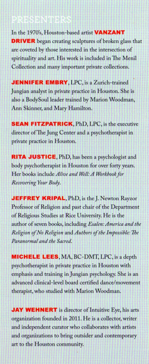 Presenters to 2016 Summer Conference at Jung Center